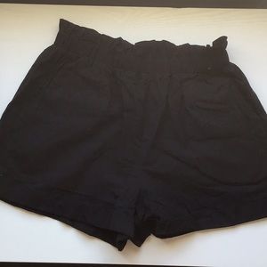 Paperbag Waist Slant Pocket Cuffed Shorts